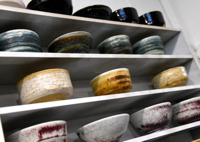 Shelf with japanese tea bowls